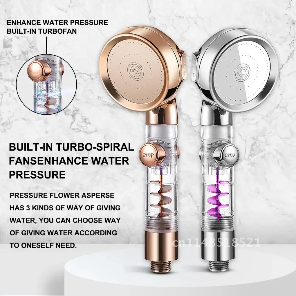 

Shower Head with Adjustable Fan One-button Stop Handheld Water-saving Filter Button Bath Head Bathroom Saving Water Shower