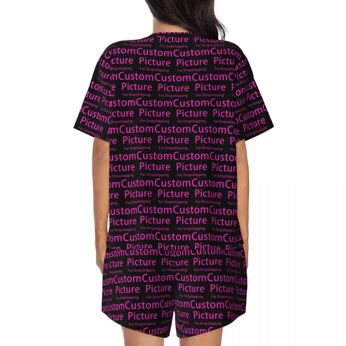 Custom Personalized Custom Photo Logo Pajama Sets Women 2 Piece Customized DIY Print Short Sleeve Pjs Shorts Sleepwear 3