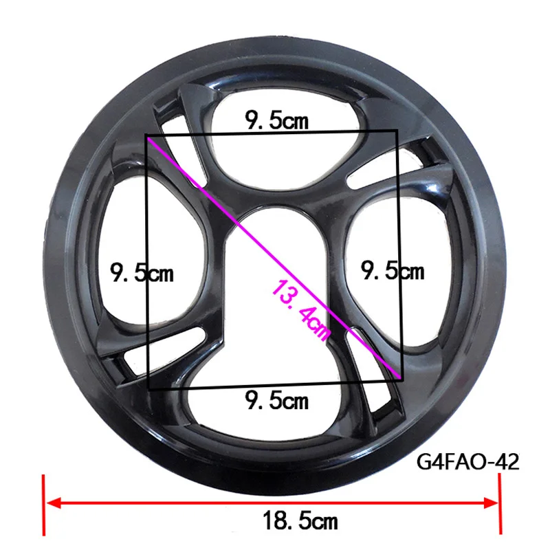 X AUTOHAUX Couverture Protection Pédalier Vélo 42 Dents 10.4cm - Garde Chaîne Noir 4 Trous