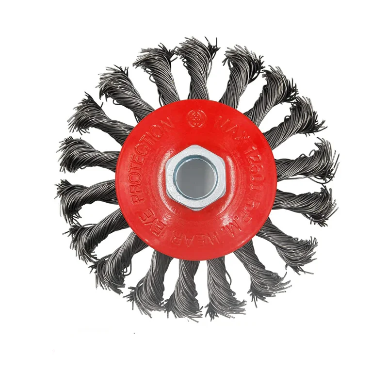 SATC 36pcs 4 Bowl Shaped Steel Wire Twist End Industrial Brush 100mm 5/8-11 Arbor Inch Cleaning Polishing OEM