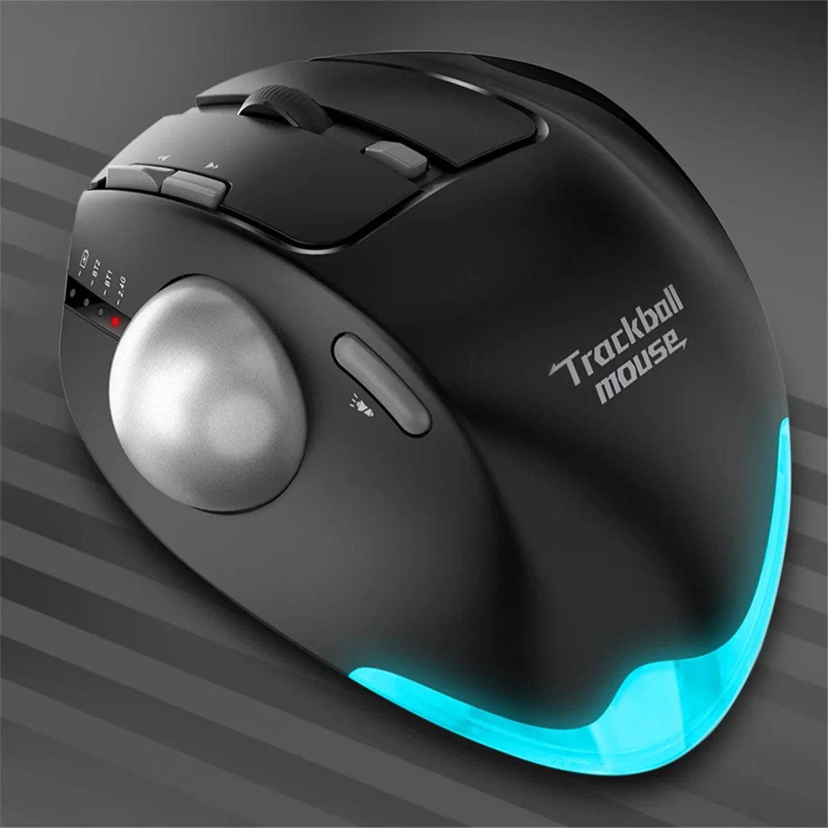 Trackball Mouse Wireless Bluetooth Ergonomic Mouse 2.4G RGB Rechargeable Rollerball Mice Compatible with PC IPad Mac