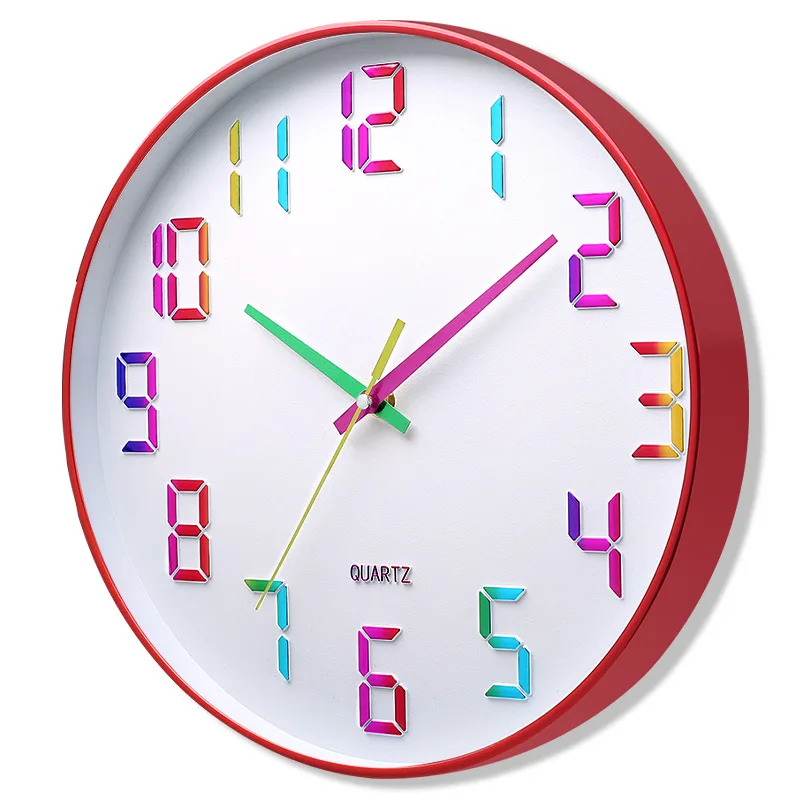 

12 Inches Bedroom Wall Clocks Digital Public Place Kitchen Silent Wall Clocks Creativity Plastic Home Decor Wandklok MHBGZ