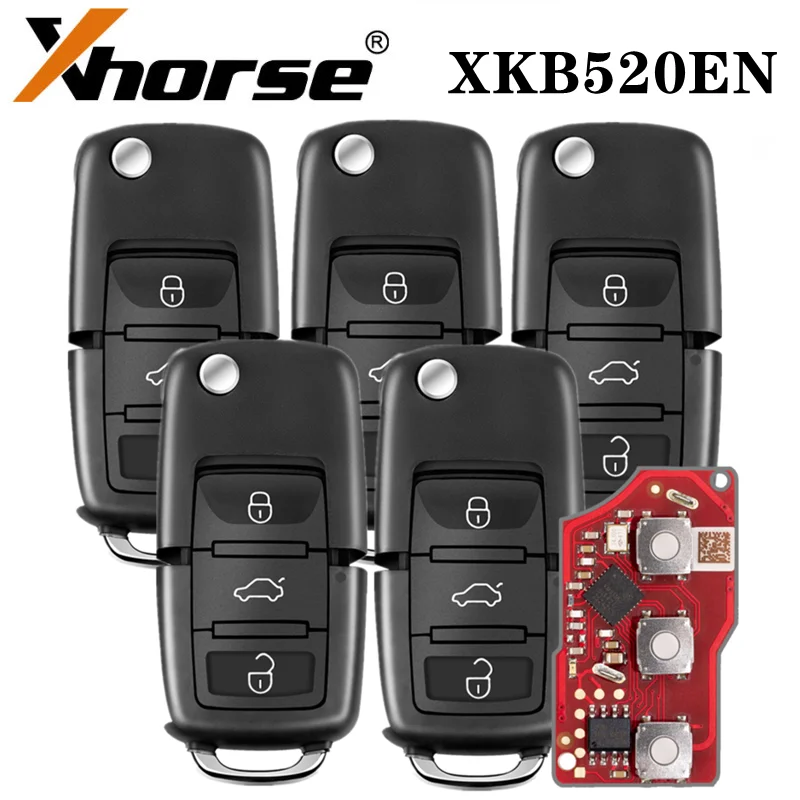 5PCS Xhorse XKB520EN B5 Second Generation Wire Remote Key Supports Wireless Programming for VVDI VVDI2