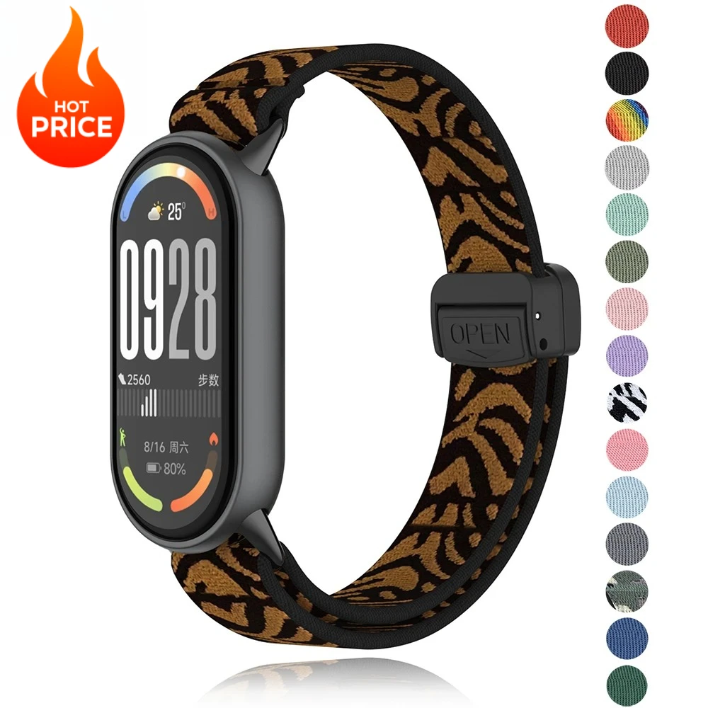 Nylon-Armband für Xiaomi Mi Band 10 9 8 Geflochtenes Magnetverschluss-Armband Verstellbares Uhrenarmband für Xiaomi Smart Band 10/9/8 Zubehör Gürtel