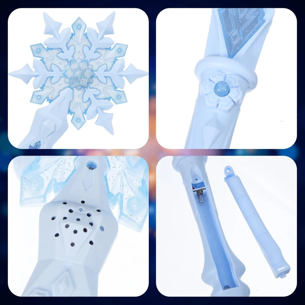 Light up Princess Snowflake Wands, Cosplay Princess Wand Toy for Kids, Children's Day Gifts for 3-6 Years Girls