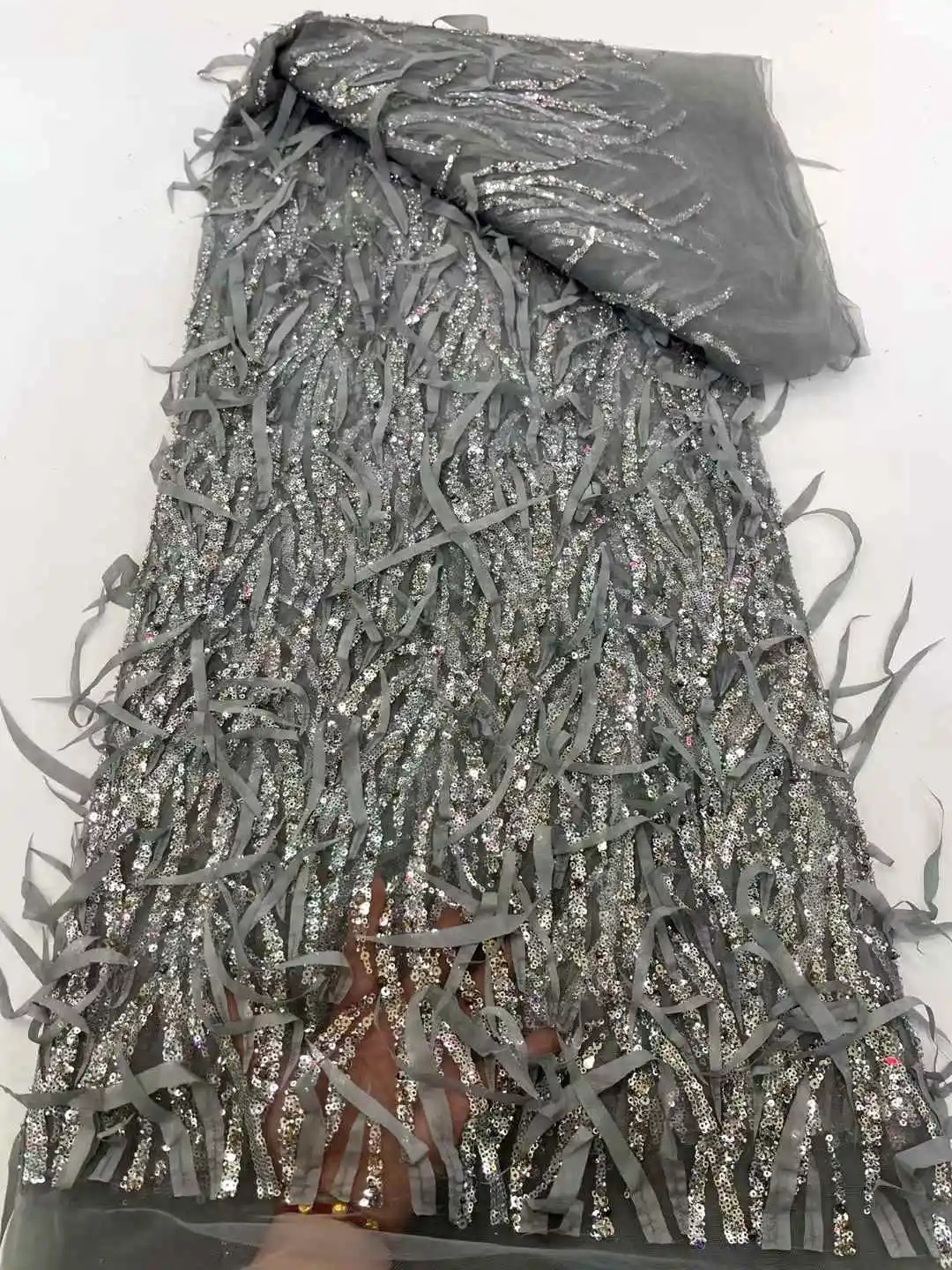 Nigeria tela de encaje de tul francés bordado africano hecho a mano tela de encaje con cuentas Material de malla de alta gama lentejuelas de lujo para fiesta