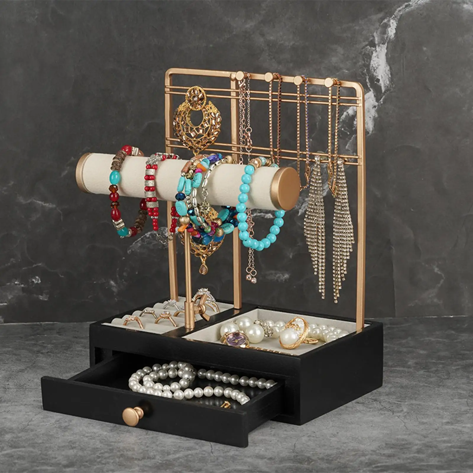 Jewelry Organizer Bracelet Storage Display Chain Watch T-Bar Rack Hard Stand Holder Rack Necklace Drawer for Earrings Pendants