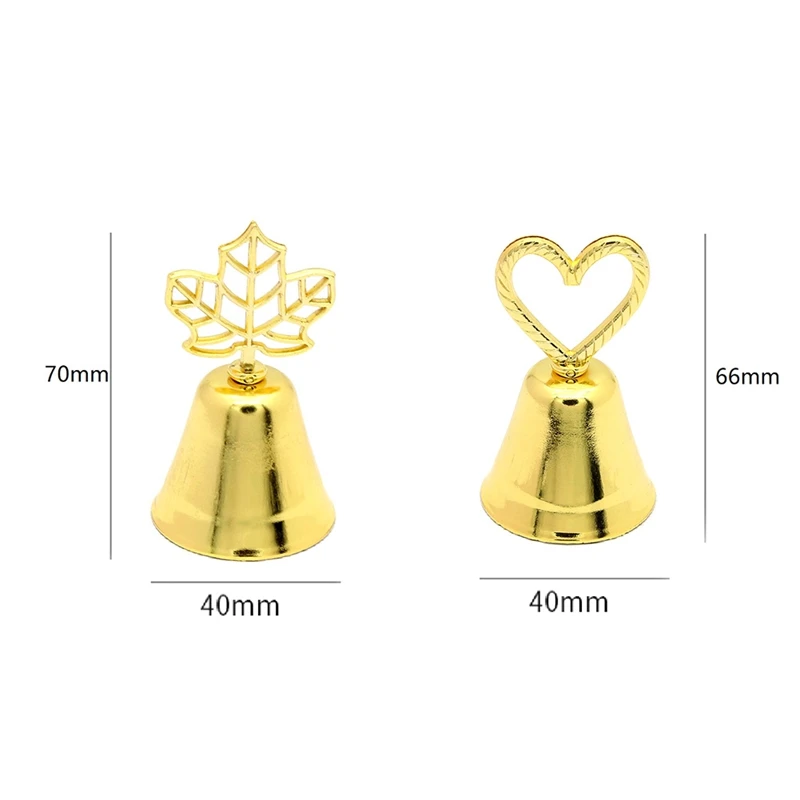 8 PCS segnaposto 2 stili portacellulare a forma di campana d'oro porta numeri Jingle Bell Book Note Photo Stand Clips Home Decor