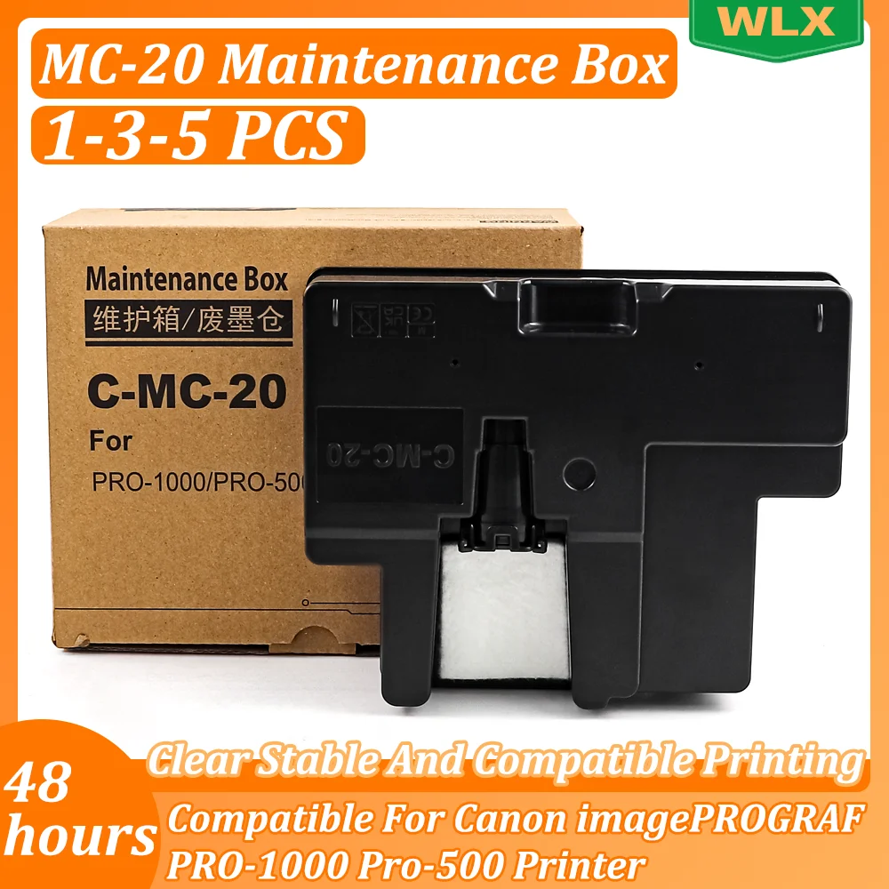 1-3-5 PCS MC-20 Maintenance Box Compatible For Canon imagePROGRAF PRO-1000 Pro-500 Printer For Canon MC-20 Maintenance Cartridge