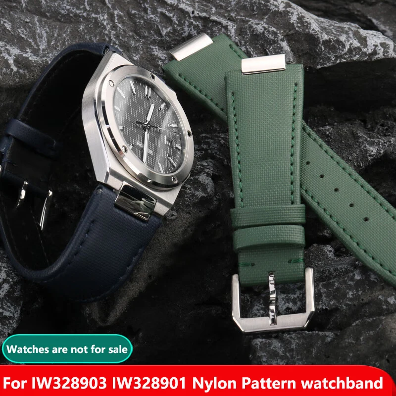 High Quality Nylon Watch band For IWC Engineer IW328903 IW328901 Metal interface Watch strap Men's Wrist strap 24MM black/green