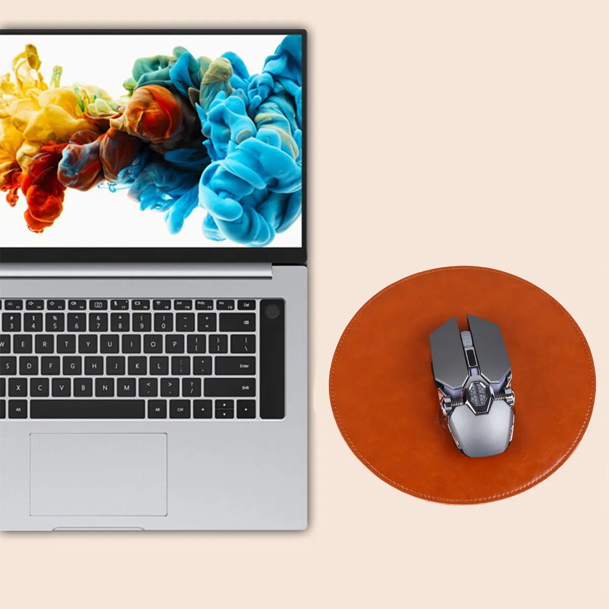Circular Mouse Pad High Density Microfiber Surface Double Sided Design Non Slip Base for Gaming Laptop Desktop Work Red