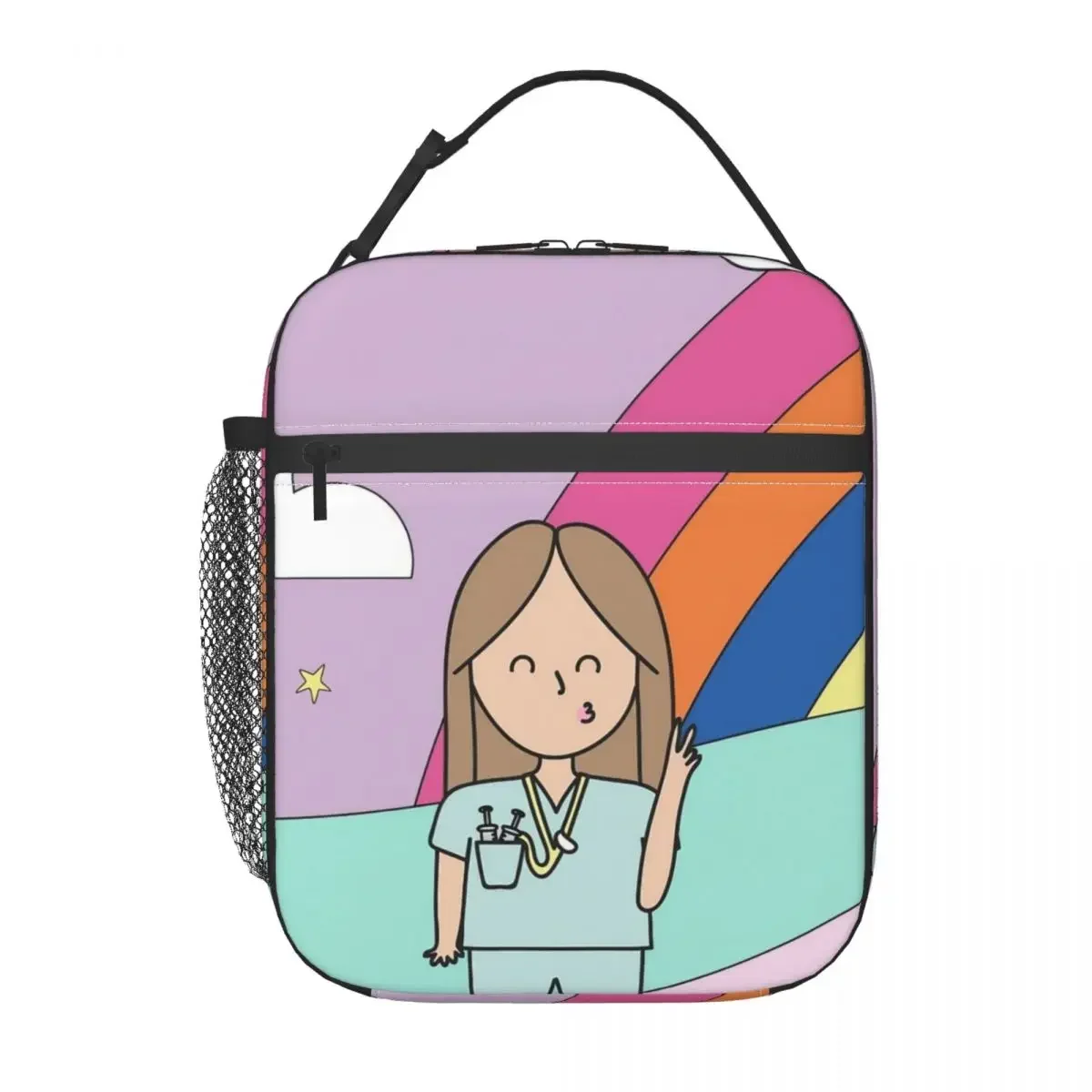 Cartoon Doctor Nurse Insulated Lunch Bags Enfermera En Apuros Storage Food Box Portable Cooler Thermal Lunch Box For Travel