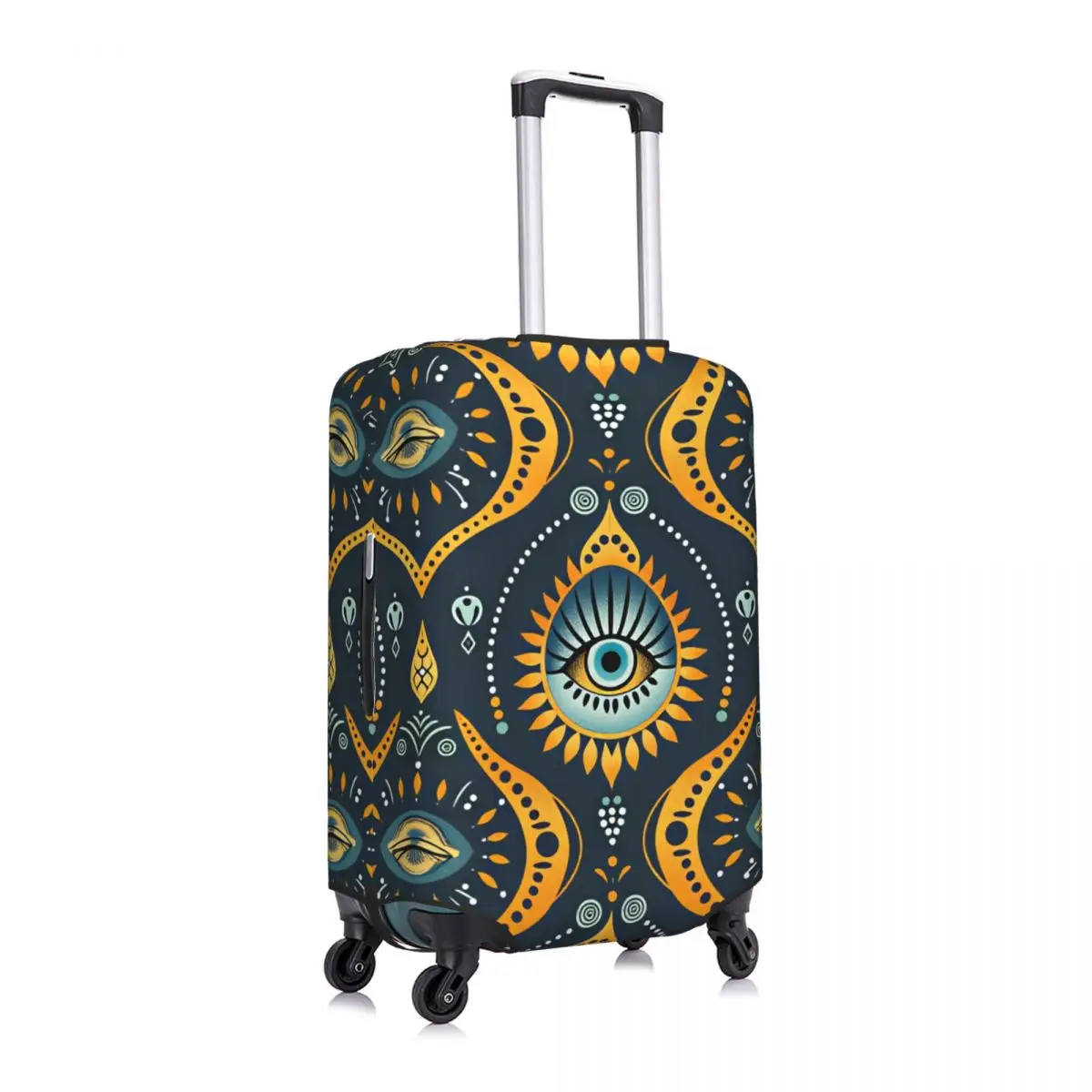 Boho Sun Moon Evil Eye Folk Ethnic Seamless Pattern Travel Luggage Cover Elastic Suitcase Cover Protector Fit 18-32 Inch