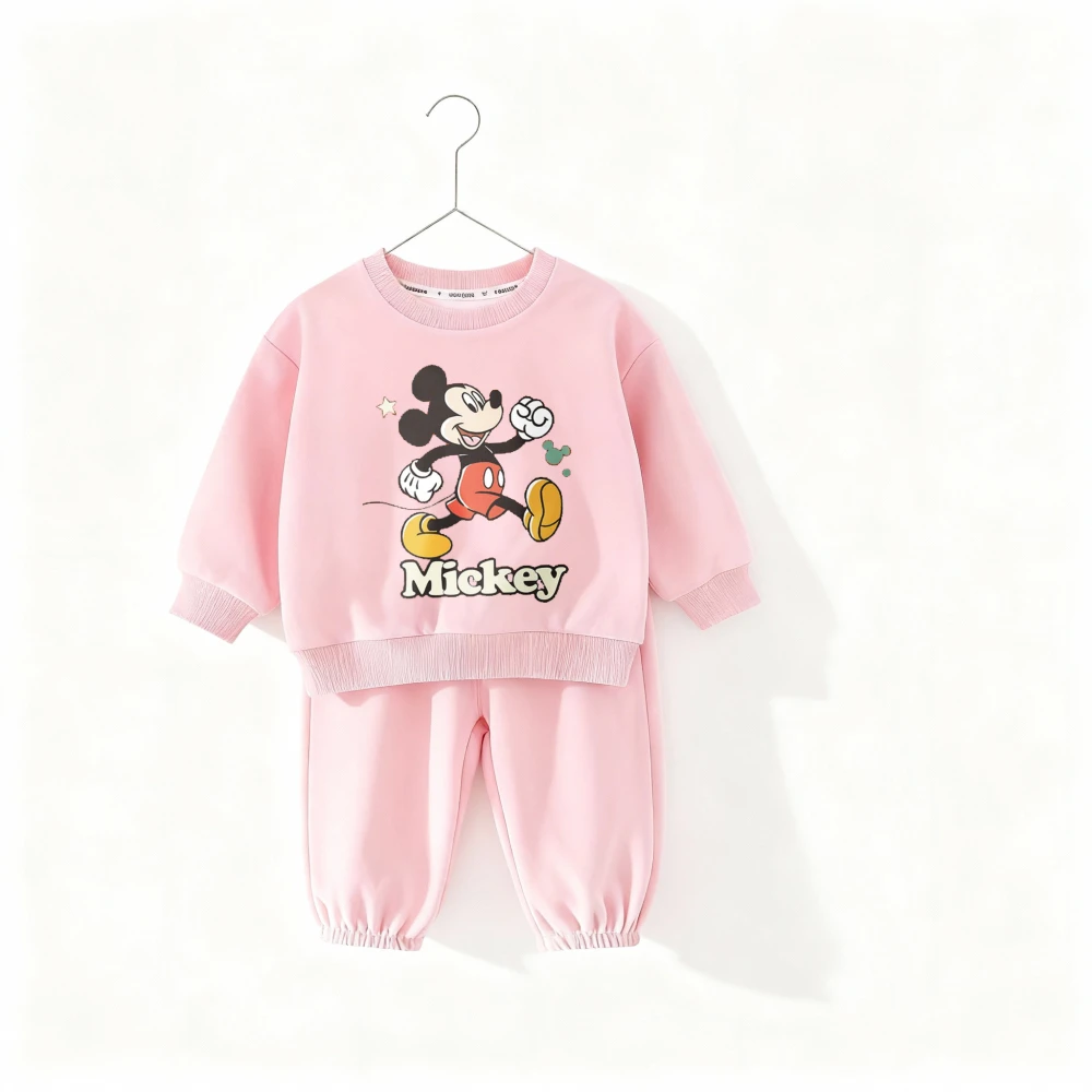 

Очаровательный комплект детской одежды с Микки и рисунком Микки, костюм-свитшот с длинными рукавами, пуловер из 2 предметов + низ, повседневный спортивный костюм, домашняя одежда, одежда