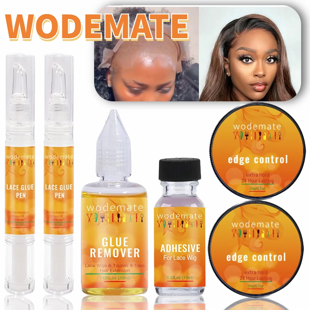 WODEMATE pegamento para peluca Frontal de encaje, pluma adhesiva para pelucas de encaje, pegamento para cabello de sujeción fuerte y removedor de Control de bordes