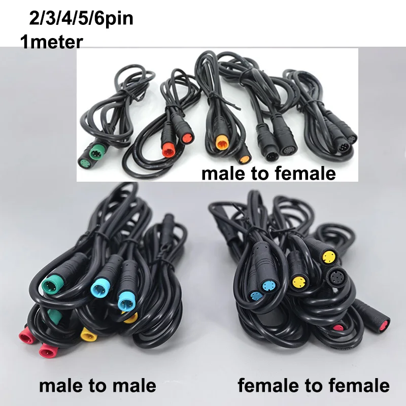M8 2 3 4 5 6 8 Pin 1M E-bike Speed Sensor male to female M/F Extension connector Cable Electric Bicycle Waterproof Ebike Wire