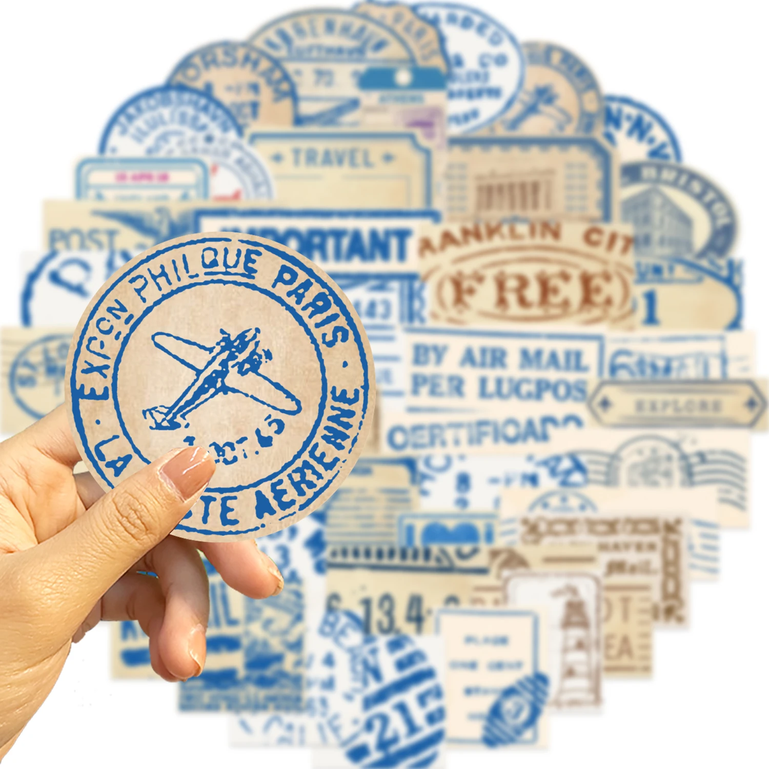 50pcs Travel Ticket Sticker Retro Style Handbook Material Phone Case Laptop Luggage Water Bottle Stationery Decorative Stickers