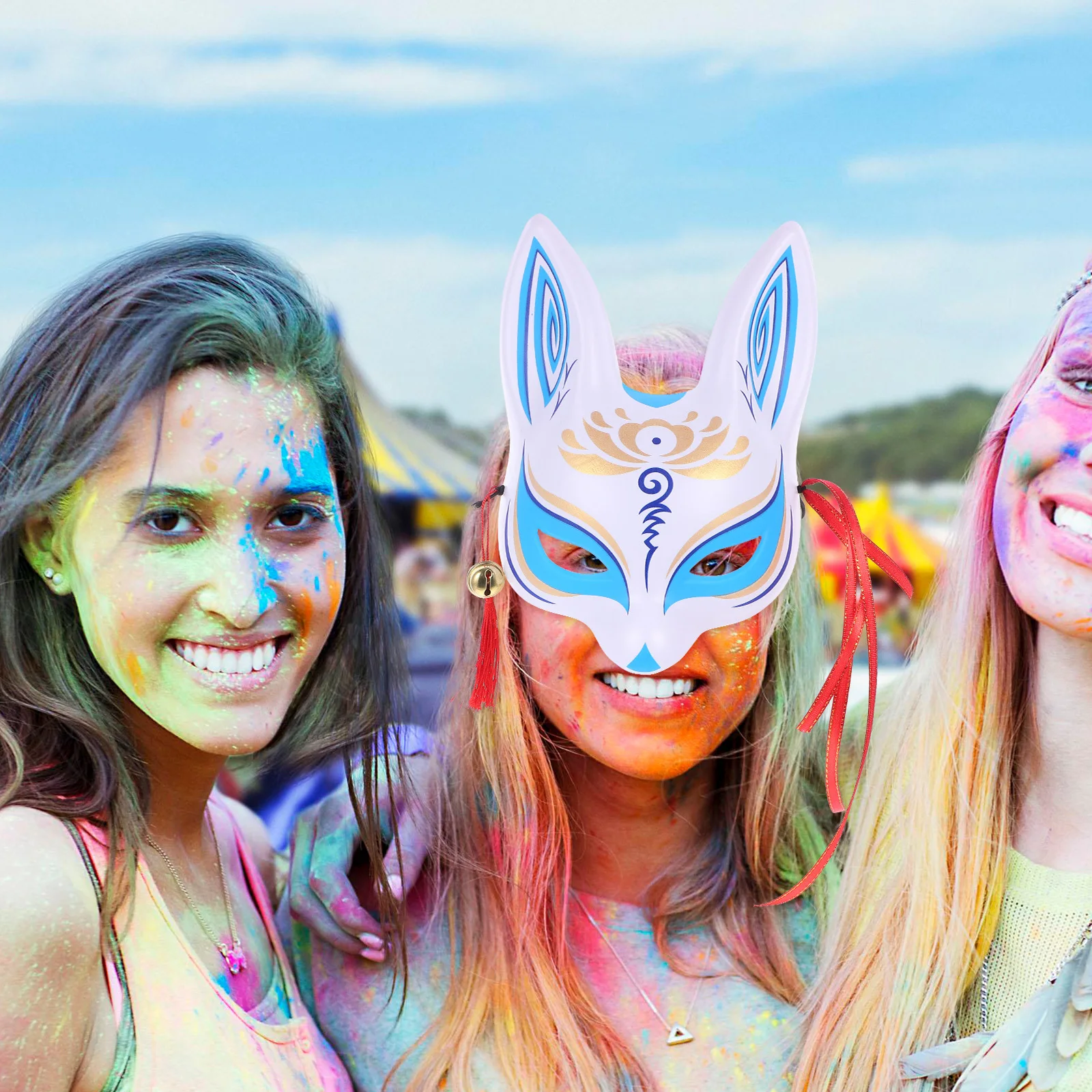 

Fox Mask Half Facial Japanese Style Cosplay Party Lightweight Comfortable Masquerade Animal Mask Design