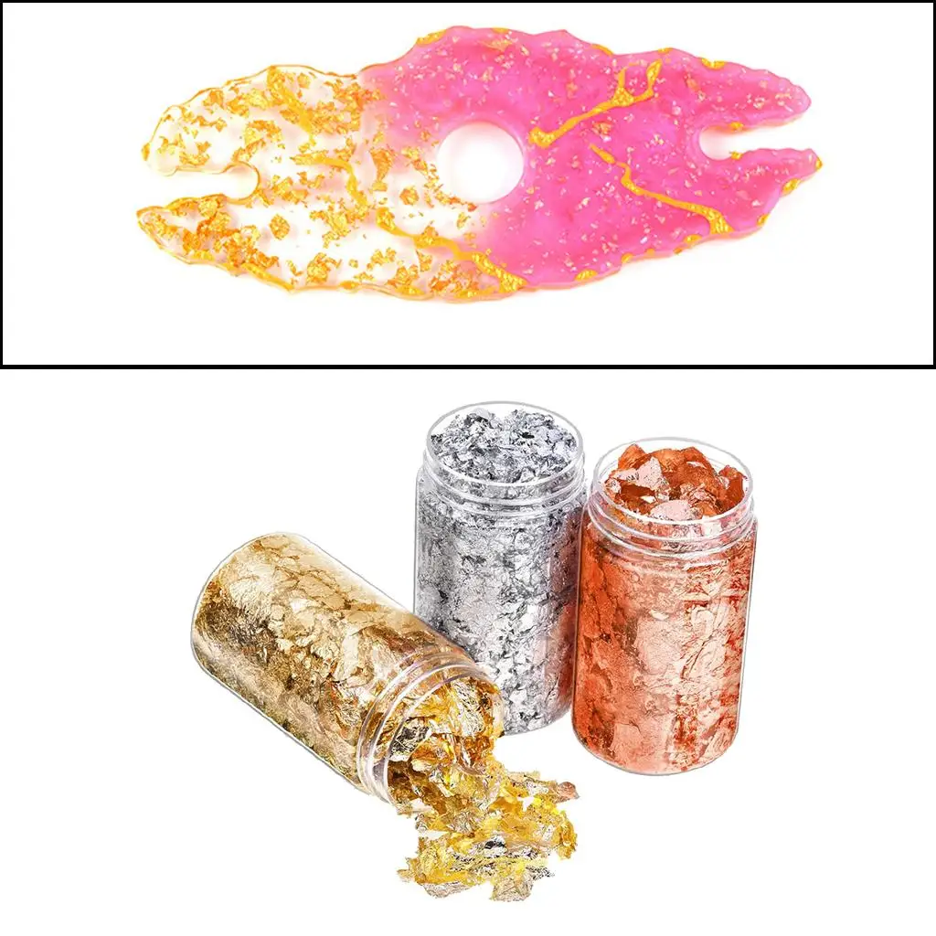 6Pcs Gold Foil Flakes Paper Nail Sticker Gel Polish Manicure Glitter DIY Gilding view 6