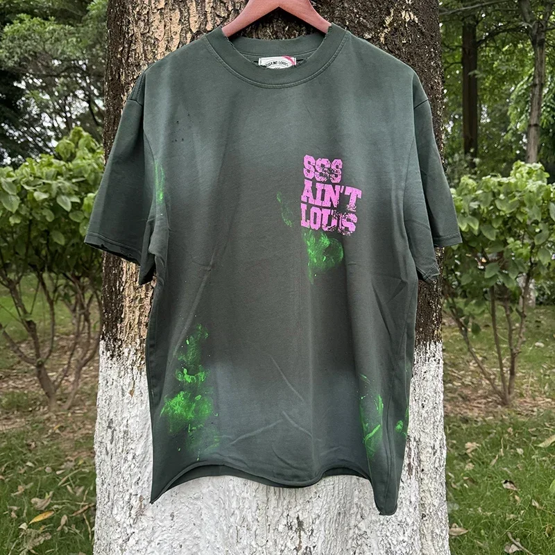 Sssaint Louis Purple Letter Washed Vintage American Style High