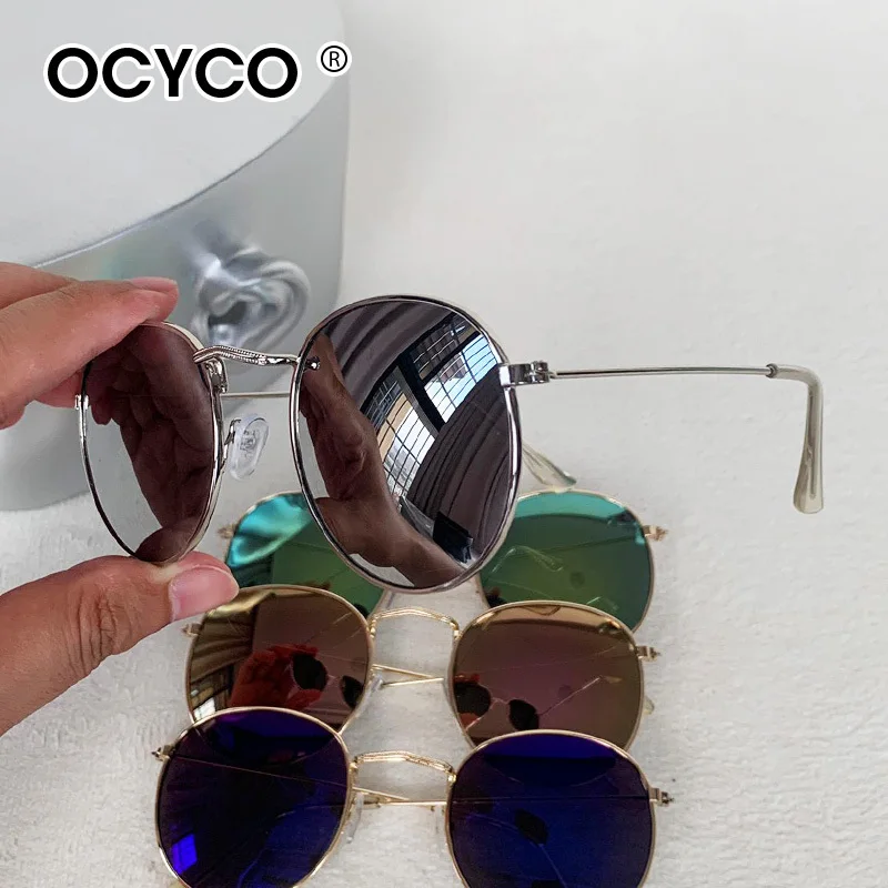 OCYCO Vintage Oval Classic OUTDOORSMAN Style Sunglasses Round Glass Lens Brand Design Sun Glasses Oculos image 3