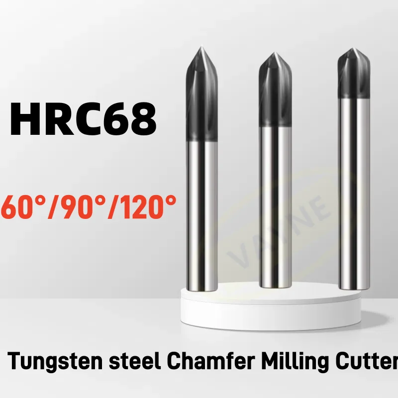 Chamfer Milling Cutter 60 90 120 Degree Carbide Chamfer Mill Deburring Edge V Grove Router Bit 3Flute CNC End Mill 2-12mm HRC68