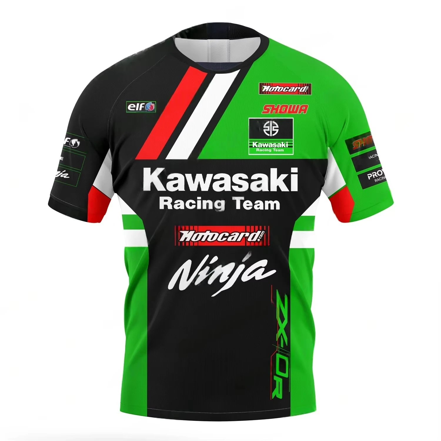 

26 Kawasaki T-shirt, printed T-shirt, quick drying, sweat absorbing, loose and comfortable fashionable motorcycle clothing