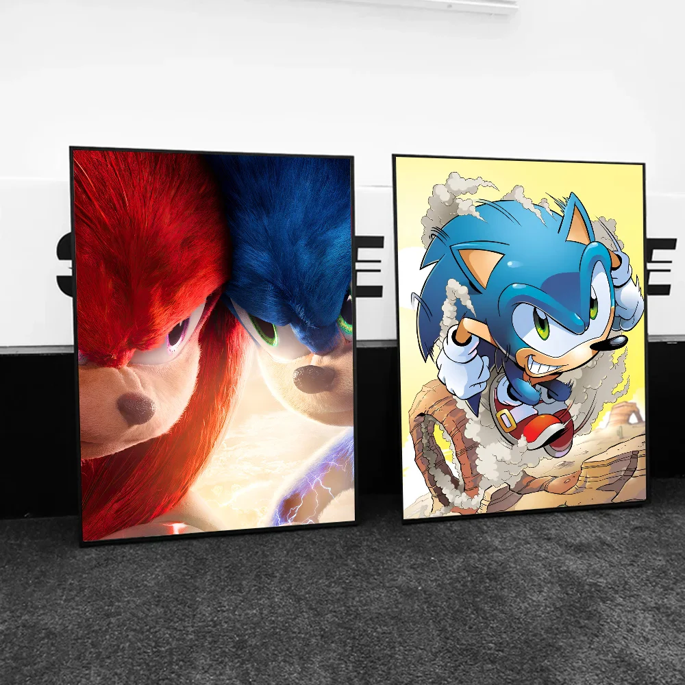 Póster de Anime supersónico s-sonic The Hedgehog, pegatinas para sala de estar, dormitorio, entrada, cafetería, arte de pared, decoración de pintura