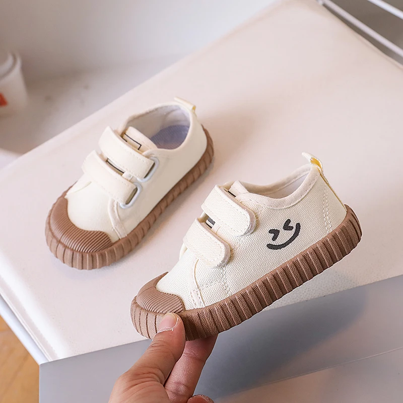 Toddler Boys Girls Cotton Sneakers 2026 New Autumn First Walker Canvas Walking Shoes Non-slip Comfort Kindergarten Daily Wear