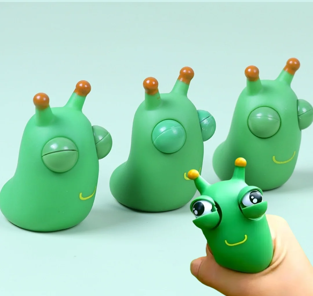 1/3 PCS Novelty Green Worm Squeeze Toys Eye Fidget Sensory Stress Relief Toys for Kids & Adults Birthday Gifts