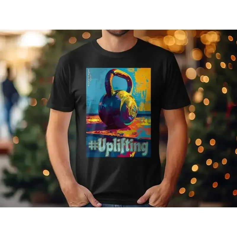 Colorful Kettlebell Art T Shirt Unique Gym Design Fitness Motivation Uplifting Apparel Bold Workout