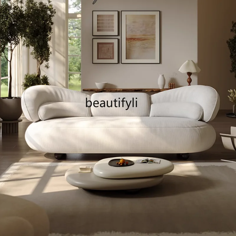 

Italian sofa designer light luxury high-end curved sofa living room simple fabric sofa