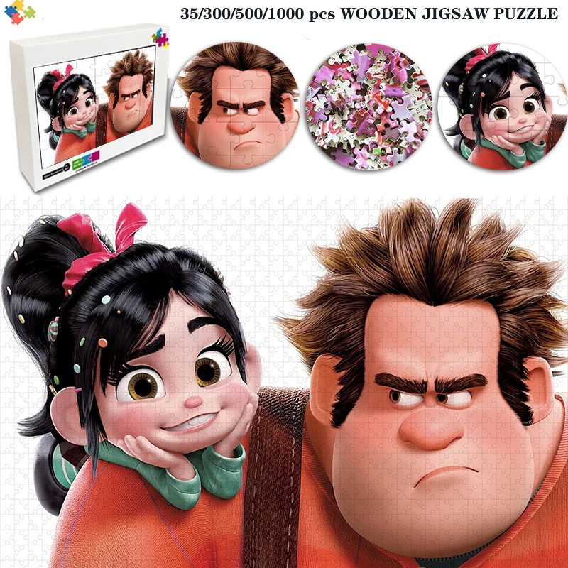 Disney Anime Wreck-It Ralph Jigsaw Puzzle 35/300/500/1000 Pcs Jigsaw Family Funny Games Diy Puzzles Children Toys Birthday Gifts