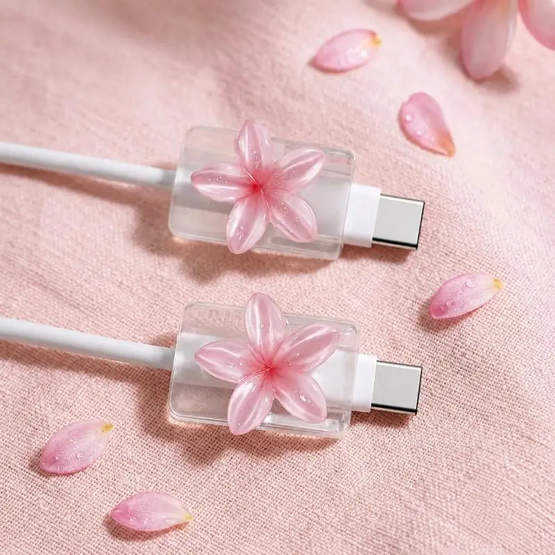 2 Pcs Starfish Flower Change Charger Protector Cover For Type-C Charger Line Winder Lovely Protector Cover