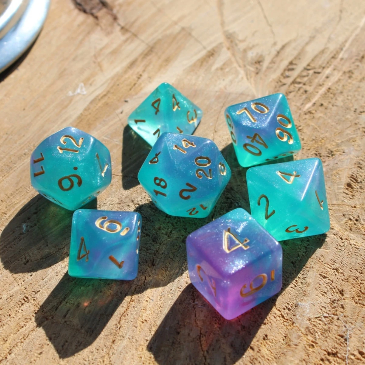 7Pcs/Set Atlantic Waters Dice for DND Dungeons and Dragons Table Games D&D RPG Tabletop Roleplaying