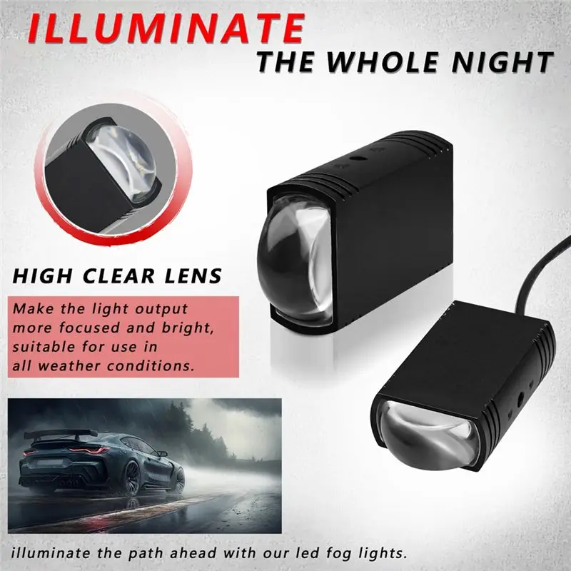 ABTU-1.5 Inch Front Grille LED Lights White/Amber Hi/Lo For Motorcycle Car Trucks UTV Driving Fog Light 30W 9-32V