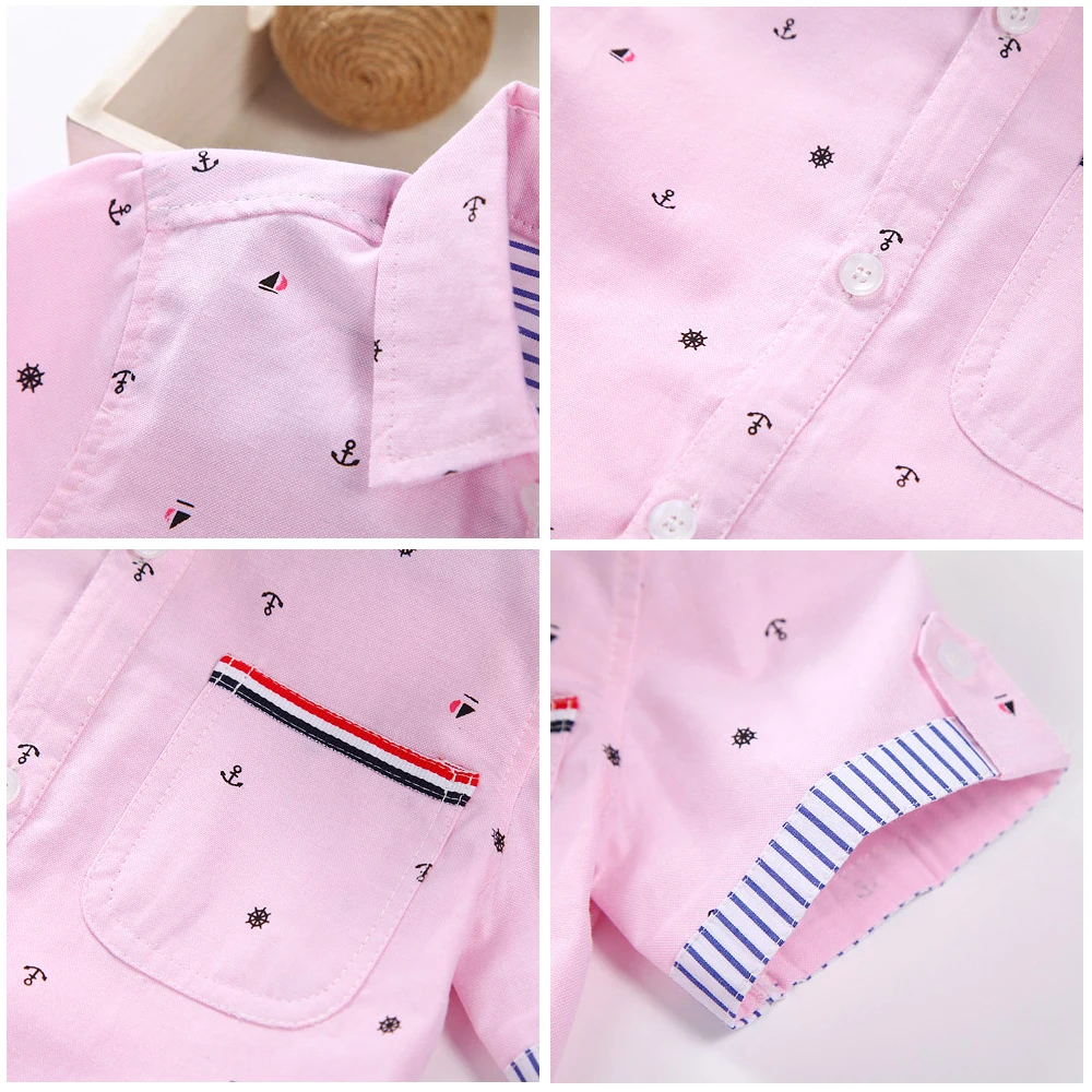 GFMY 2026 Hot Sale Children Shirts Casual Solid Cotton Short-sleeved Boys shirts For 2-14 Years Ribbon Decoration Baby shirts