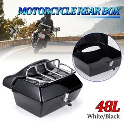 48l universal caixa de armazenamento traseiro da motocicleta cauda bagagem tronco caso caixa de ferramentas para scooter motocicleta tronco scooter moto