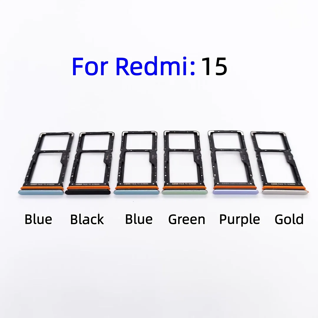 SD Card SIM Card Tray For Redmi 15 15C 15R 2508CRN2BC‌‌ 25082RNC1C Repair Parts drawer chip card tray Socket Drawer Holder