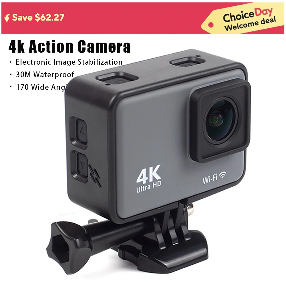 

CERASTES Action Camera 4K60FPS with wifi remote control, electronic image stabilization, suitable for diving and outdoor sports.