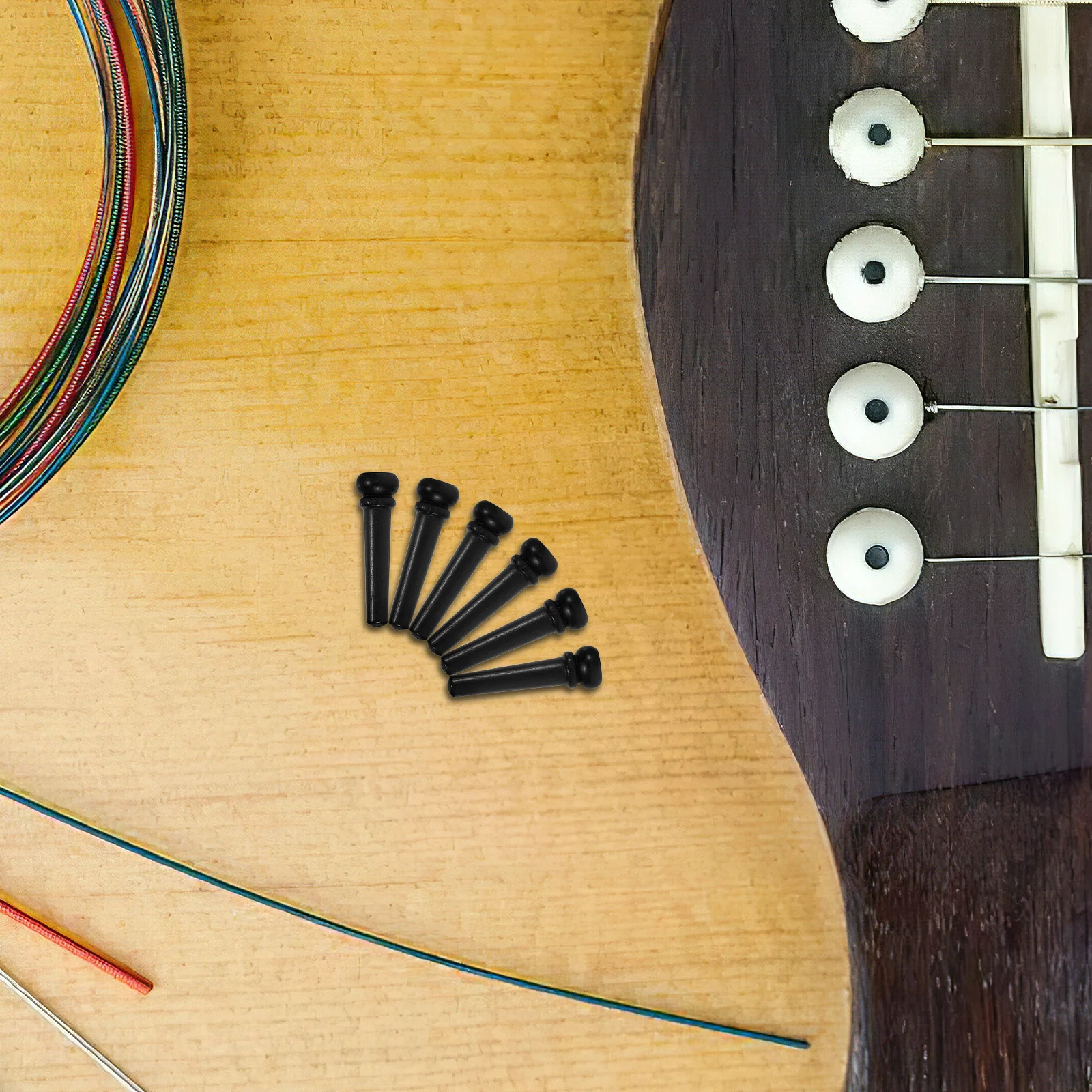 

6Pcs Precisioncrafted Ebony Bridge Pins Abalone Inlay Universal Guitar Parts Replacement Professional Pegs