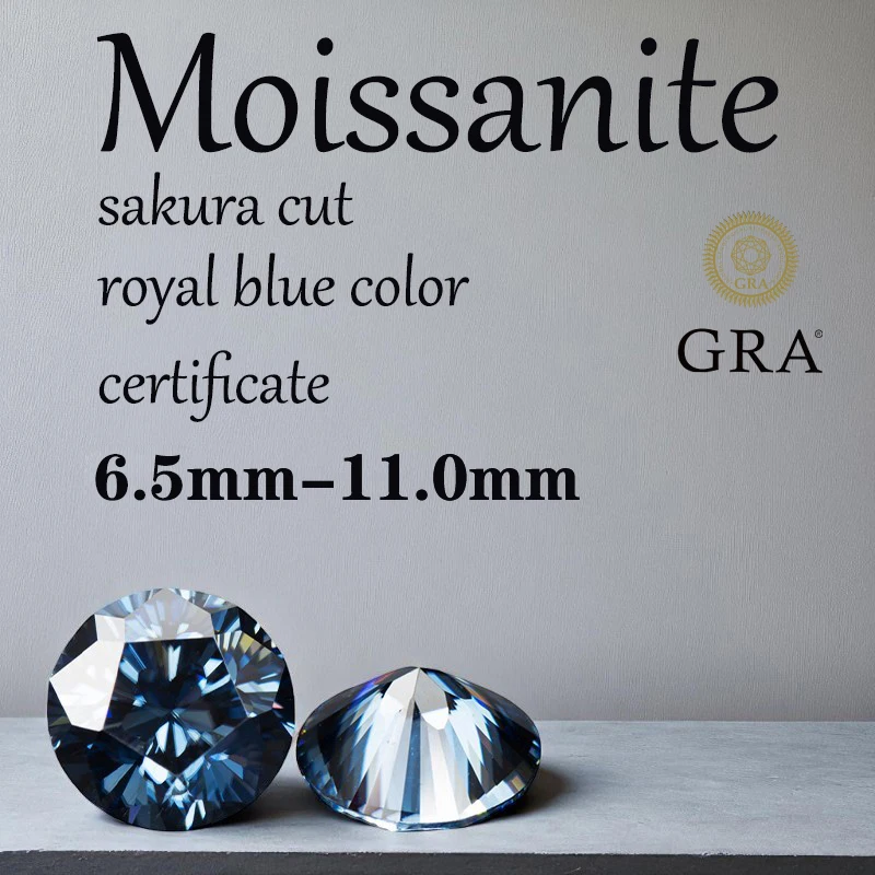 

Sakura Cut Moissanite Stone Royal Blue Natural Color Wholesale Chamrs Gemstones DIY Jewelry Making Materials with Certificate