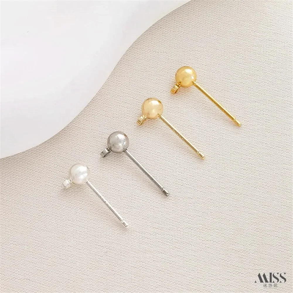 14K Genuine Gold Plated Closed Hanging Ring Bean Earrings S925 Pure Silver Needle Earrings DIY Ear Accessories 18K Accessories