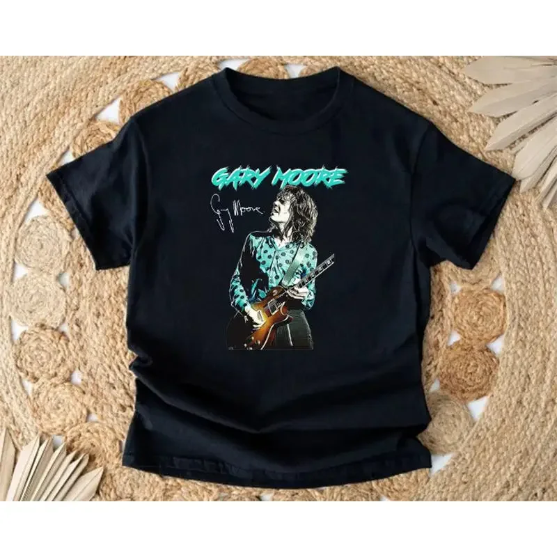 Gary Moore Singer Singnature T Shirt Black Cotton Size S 5XL SG169