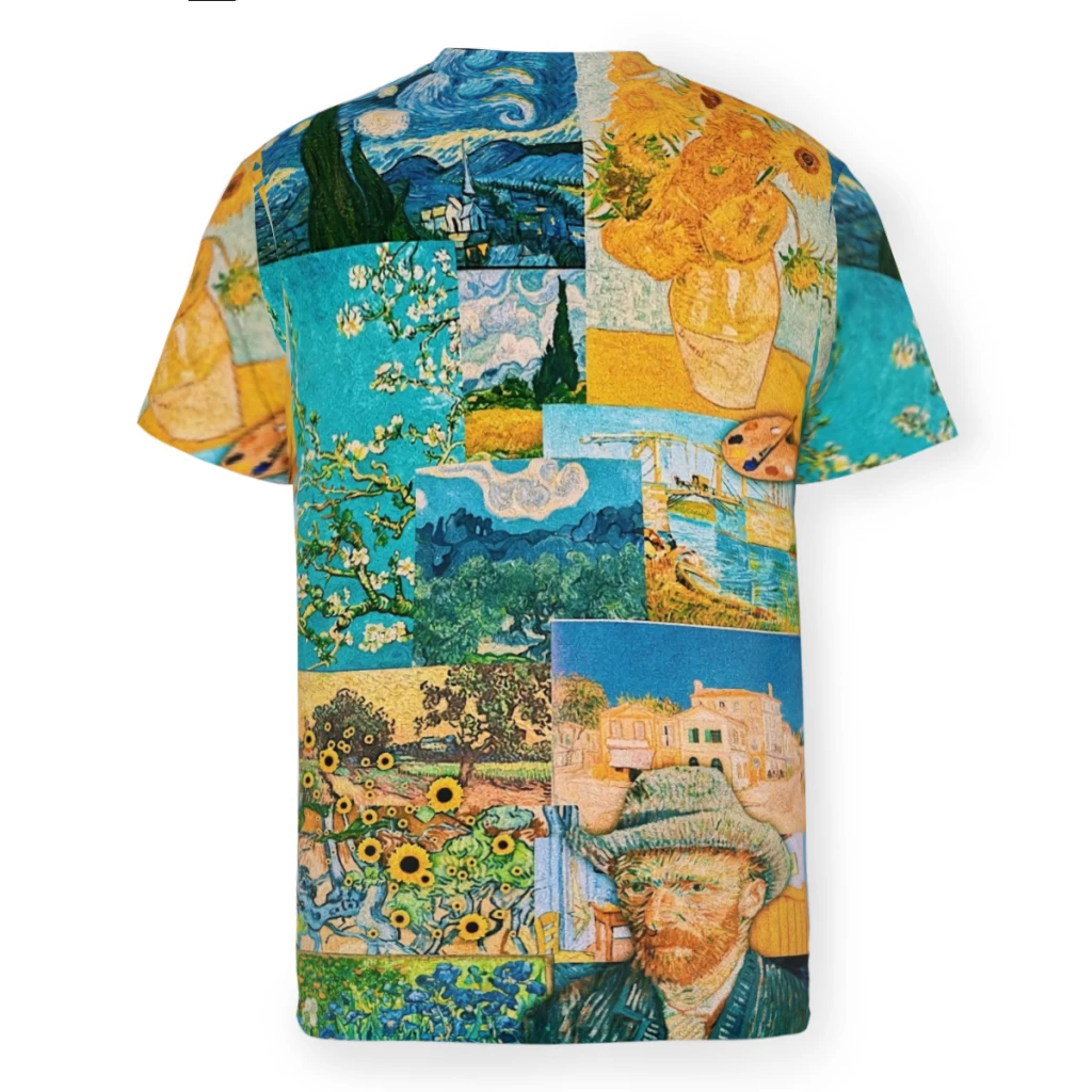 Vincent Van Gogh Art, Summer Mens T Shirts Polyester Tshirt Quick-drying Short Sleeve 3D Printed Breathable Clothes