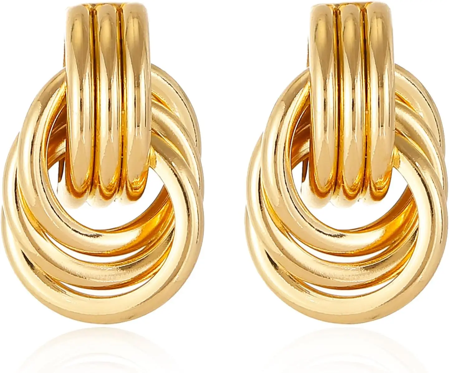 

Серьги-узелки с позолотой 14K для женщин, золотые и серебряные серьги-цепочки с сердечками, массивные золотые серьги-узелки, эффектные украшения