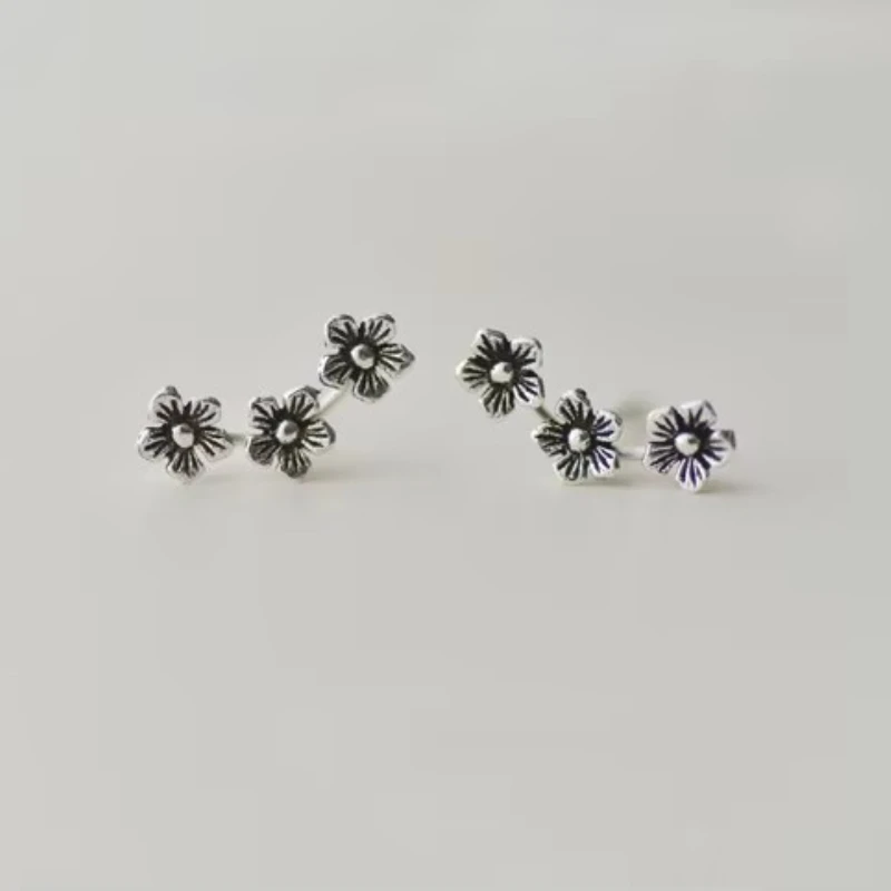 Nowa gorąca moda 925 Sterling Silver kwiaty Retro kolczyki dla kobiet dziewczynki prezent moda oświadczenie biżuteria — zdjęcie 4