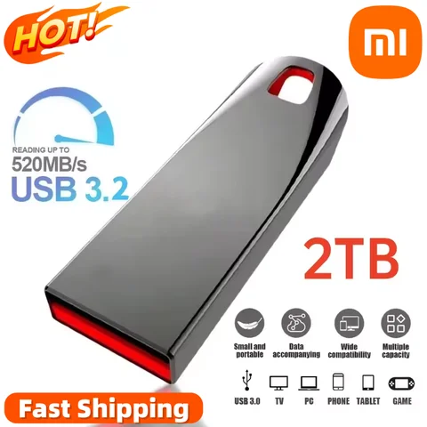 XIAOMI MIJIA Chiavetta USB 3.2 da 2 TB Pendrive in metallo ad alta velocità Chiavetta USB portatile da 1 TB Memoria impermeabile Disco U di grande capacità