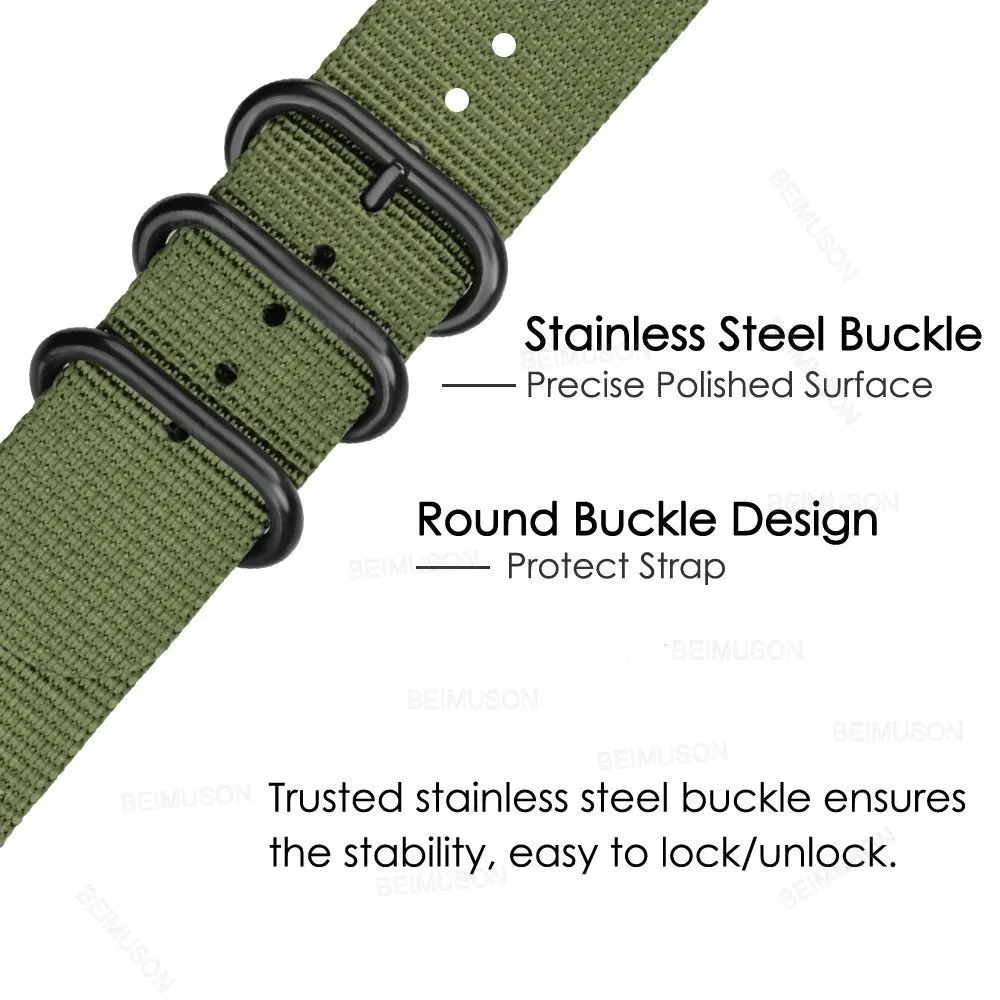 Nylon Watch Band Waterproof Ballistic Nylon One- Military Watch Straps for Men & Women Choice of Color & Width 18mm, 20mm, 22mm