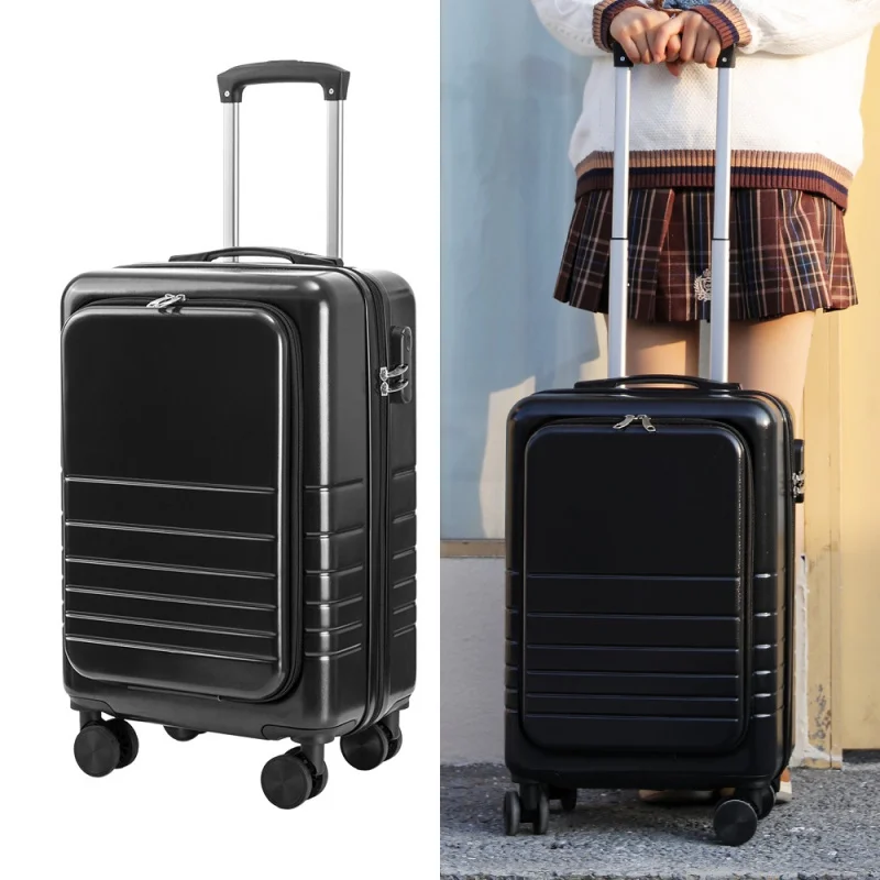 Grote Capaciteit Bagage Vrouwen Front Open Cover Trolley Case 20 Inch Mannen Boarding Koffer Met Cijferslot universele Whe